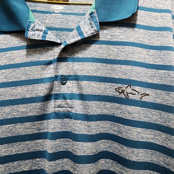 Greg Norman Tasso Elba Men's Polo 2XL Golf Blue Ombre Fade Striped Shirt XXL - Picture 1 of 9